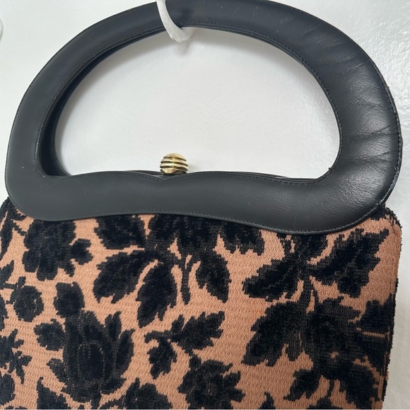 Vintage Tapestry Satchel Handbag in Brown & Black GUC - Picture 9 of 12